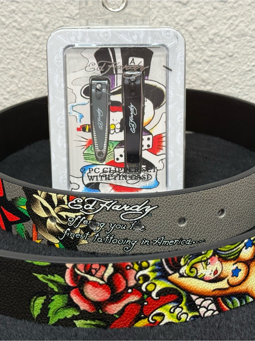 Matching Ed Hardy bundle with classic Y2K tattoo style graphics
